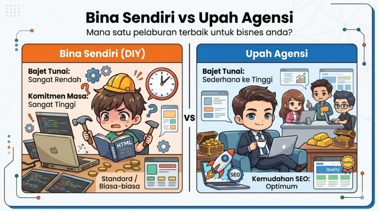 Bina Website Sendiri vs Upah Agensi Servis Buat Website: Perbandingan Kos dan Kualiti